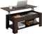 Yaheetech Table Basse avec Plateau Relevable Table de Salon Moderne avec Etagère de Rangement Compartiment Caché pour Salon Bureau 98 x 50 x 42 cm Marron