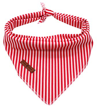 lionet paws Hunde Bandana Kopftücher Hundehalstuch Dreieckstuch, Rot&Weiß gestreift, S