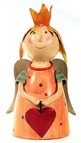 Schick-Design Zaunhocker Prinzessin mit Herz orange Dekofigur aus Blech 21 cm Figur Metall Garten Deko Garten Balkon