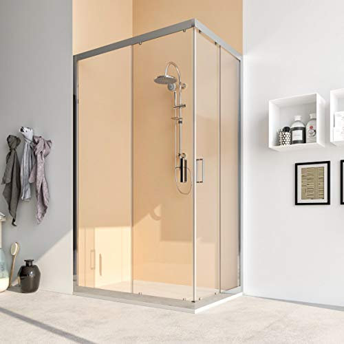 Box doccia cabina angolare 70 75 80 90 100 110 120 140 cm porta scorrevole vetro anticalcare 6mm ACACIA (80x110 cm, Vetro: TRASPARENTE)