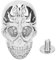 20 Stück Silber Skelett Geist Nieten, 15mm DIY Punk Totenkopf mit Knochen Nieten Gepäck Zubehör, Gothic Ornamente für Leder Nieten Werkzeug