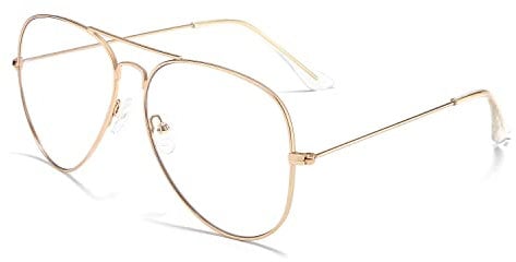 Dollger Clear Lens Glasses Metal Frame Blue Light Blocking Eyeglasses for Women Men Non-prescription