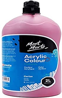MONT MARTE Discovery School Acrylic, Cerise, 1/2 Gallon (2 Liter). Ideal for Students and Artists. Excellent Coverage and Fast Drying. Pump Lid Included.