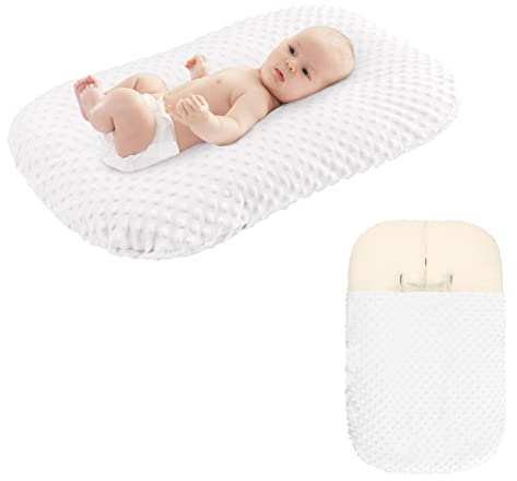 Haokaini Neugeborenen Liege Kissen Abdeckung Abnehmbare Schutzhülle Weichen Minky Dot Baby Liege Kissen Abdeckung für Neugeborene Mädchen Und Jungen