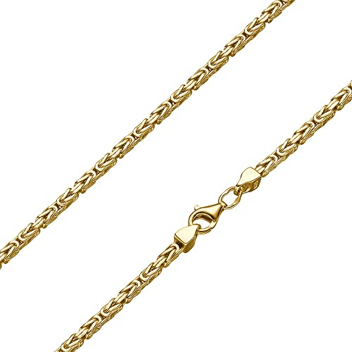 SchmuckForever Vergoldete 2,2mm Königskette 925 Silber massiv - Länge Wählbar - Vergoldet - Collier Halskette oder Armband (65)