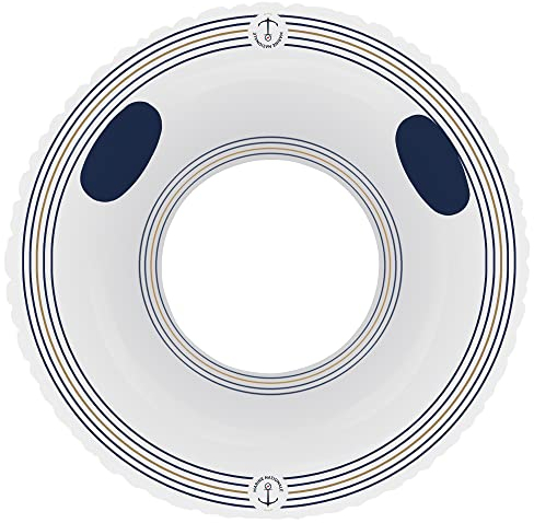 BLUE SKY - Boya de la Marina Nacional - Inflable - 069987 - Blanco - Plástico - 90 cm de diámetro - Juguete para niños y Adultos - Juego al Aire Libre - Piscina - Licencia Oficial - Desde 10 años