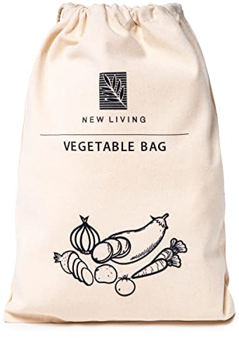 Vegetable Bag | Organic Linen Materials | Eco Product | by New Living | Food Storage Bag | 26 * 38cm (1 Pack)