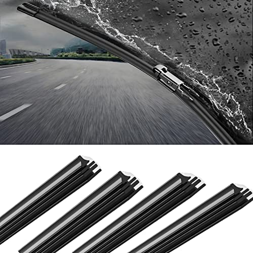 iHMeiju 4pcs Car Wiper Blade Replacement Strips, 32 Rubber Boneless Windshield Wiper Strip, Adjustable Frameless Windscreen Blade Refills, Auto Accessories for Most Vehicle Buses Trucks.