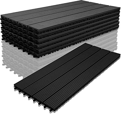 Ansobea 60er Pack WPC Terrassenfliese,Holzfliesen 30x60 cm - 10 m² .Ideal für den Außenbereich Klickfliesen für Balkon, Garten & Terrasse | einfach, schnell & praktisch verlegt