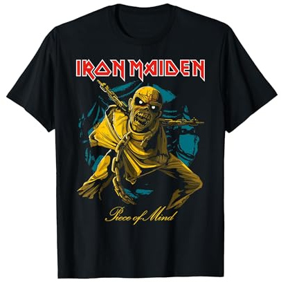Iron Maiden Pom Gold Eddie T-Shirt, Homme, Noir, L