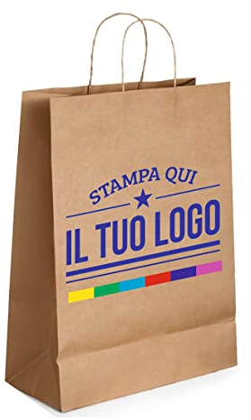 GFD - Shopper Buste di Carta - Personalizzate con stampa e foto a colori - Disponibile su (25-50-100-200-400pz) - Ideale per negozi, regali e feste - Avorio (22x29x10cm) - Made in Italy