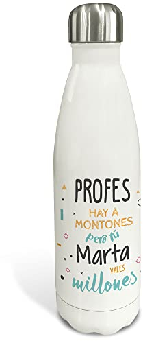 LolaPix Botella agua. Botella personalizada. Botella acero inoxidable. Botella térmica de doble capa. Libre BPA. 500ml y 750ml. Regalos originales para profesores. MILLONES