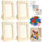 Holz Bilderrahmen 4 Stück 14 x 19cm Bilderrahmen zum Basteln, DIY Holz Bastelrahmen mit Selbstklebende Glitzersteine Sticker, Unbehandelter Holzrahmen für Kinder Tischdisplays Handwerk Malprojekte