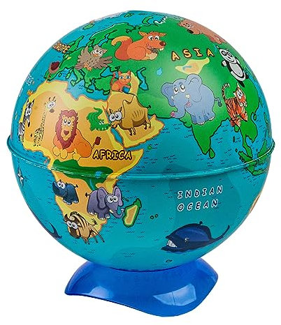 EXERZ 10CM Mini-Globus (Wildes Tier), mit eingebautem Bleistiftspitzer – Englische Karte