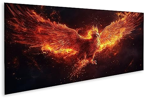 islandburner Bild auf Leinwand Phönix Brennendes Feuer Vögel Mythische Kreaturen Bilder Wandbilder Poster JCDF-Pano