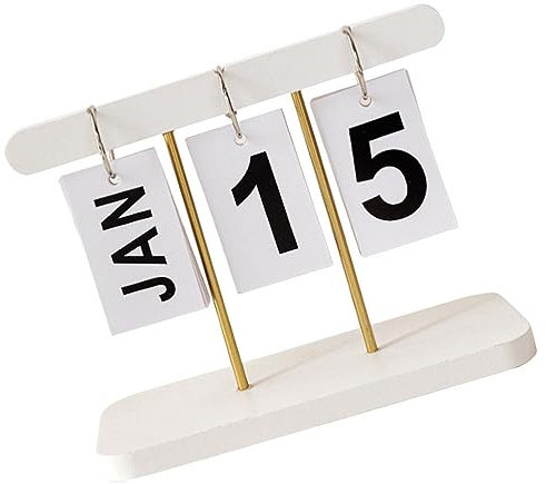 VANZACK Desktop-kalender Tischkalender 2023 Retro-kalender Aus Holzblock Stehender Flip-kalender Tischkalender 2024 Desktop-standkalender Tischkalenderblöcke Schreibtisch Ornamente Weiß