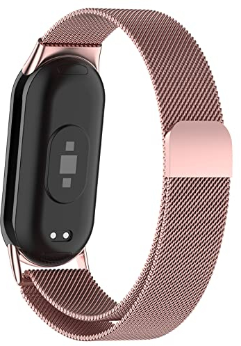 Métal Bracelet pour Xiaomi Mi Band 9/Xiaomi Mi Band 8 Bracelet Femme Homme,Magnétique Bracelet de Remplacement en Acier Inoxydable Ajustable pour Xiaomi Smart Band 8/Xiaomi Smart Band 9 Bracelet