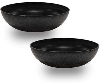 LB H&F 2 Stück Dekoschale Set Schale rund Schmuckschale Blumenschale 30 cm massiv Kunstoff grau modern Industrial Betonoptik (Rund Set)