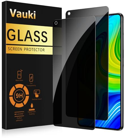 Vauki Protector Pantalla Privacidad para Xiaomi Redmi Note 9 4G 2 Piezas,Cristal Templado Anti Espía,Anti-Espía Vidrio Película,9H Dureza,Anti-Arañazo,Sin Burbujas,Privacy Screen Protector