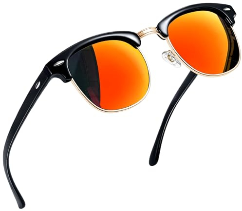 Joopin lunettes de soleil polarisées pour homme et femme lunette Demi-Cerclées Half frame sunglasses Noir orange