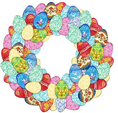 GBEN Türkranz Ostern Osterdeko Hase, Ostern, Bunte Ei-Girlande für Requisiten Eukalyptus Kranz Ostern Deko Türkranz Dekorativer Tischkranz Türkranz Osterdekoration Ei Künstliche Kränze