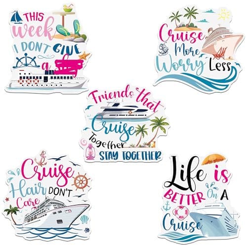 Funny Cruise Door Decorations Magnetic - 5 Pcs Friends Fun Cruise Door Magnets, Cruise Ship Essentials Magnets Fun Door Signs for Cabin Door Carnival Party Fridge Decor