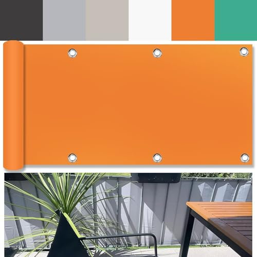 Ufamiluk Windschutz Balkon 50x200cm Stoff HDPE Wetterfest Blickdichte UV-Schutz balkonbespannung für Balkon Zaun Terrassen Garten Swimming Pool Orange 50 cm hoch