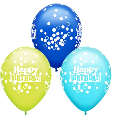 Qualatex 42813 Birthday Confetti Dots Assorted 11/ 11-inch Round Latex Party Balloons (Pack of 25)