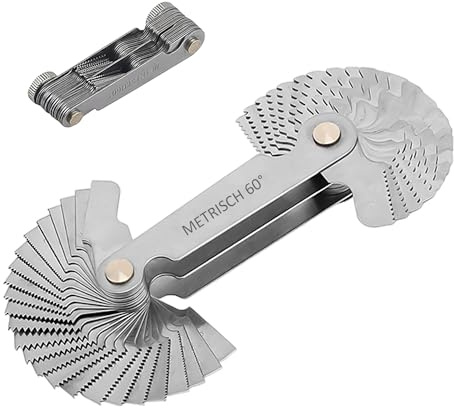 1 Piece Thread Gauge, Thread Document Measurement, Metric Measuring Tools, Precision Measuring Gauges, Stainless Steel Scroll Handle Thread Measurement, Metric 60 Degrees, Imperial 55 Degrees
