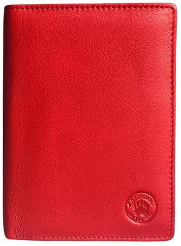 Frédéric Johns Portefeuille Homme - Grand Portefeuille - Portefeuille Cuir Veritable - Porte Carte Homme Cuir Modèle World (Rouge)