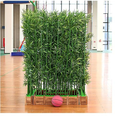 BOKNI m/1,2 m/1,5 m/1,8 m hoher künstlicher Bambus-Seidenbaum für drinnen und draußen, Dekoration, Pflanzen, Landschaftsbau-Ornamente, Sichtschutz, Simulationsbambus mit Holzsockel (Farbe: 1 m hoc