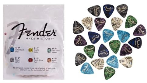 Fender 073-0070-402 Cuerdas acústicas de bronce 80/20 & 351 Shape Premium Picks 24 Count