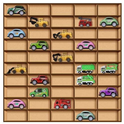 Menkxi 1 Pcs 50 Space Toy Car Display Case Wooden Wheels Shelf Wall Mounted Toy Car Storage Car Display Shelf Christmas Birthday Gift for Cars, Collectibles, Toy Figurines, Tiny Dolls, Shot Glasses