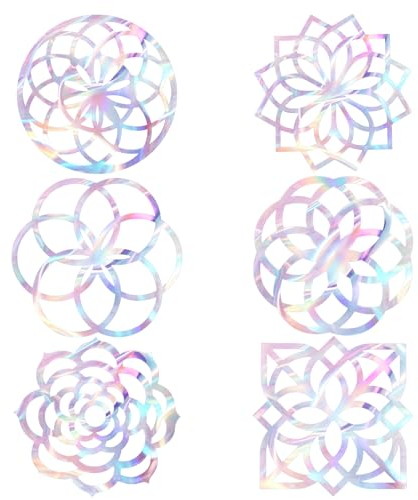 18 Stück Mandala-Fensteraufklebe für Vögel, Anti-Kollisions Regenbogen Prisma Aufkleber Florale Suncatcher Sticker für Vogelschutz Nicht Klebende Fensterfolie für Küche Esszimmer Wohnzimmer