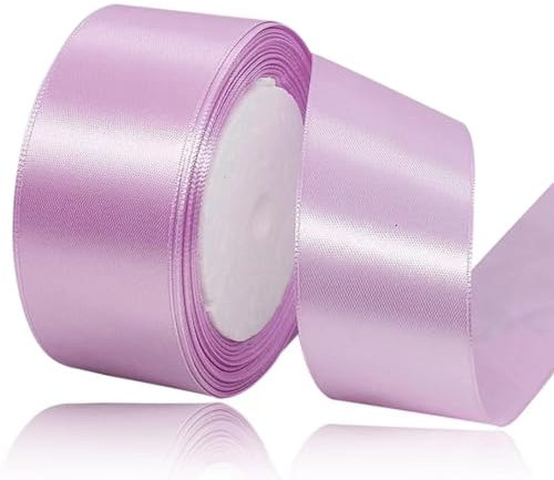 Geschenkband Lavendel 40 mm Breit,23 Meter Satinbänder Champagner Rosa Stoff Schleifenband Kunsthandwerk,Hochzeitsdekoration, Weihnachten, Haarbögen, Blumensträuße, Geburtstag und Geschenkverpackung