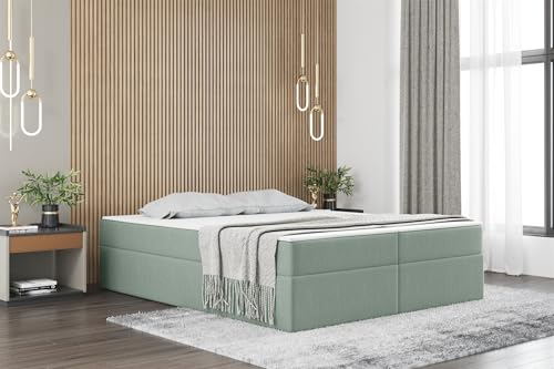 Fun Möbel Boxspringbett Dachschräge Bett PRIMA Stoff Soro (Türkis, 140x200 cm)