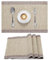 JEMIDI 4er Set Tischset gerippt - 4 Tischsets aus Baumwolle - 4X Boho Platzdeckchen Platzset aus Stoff - Tisch Sets Platzsets Placemats - Grün/Cremefarben