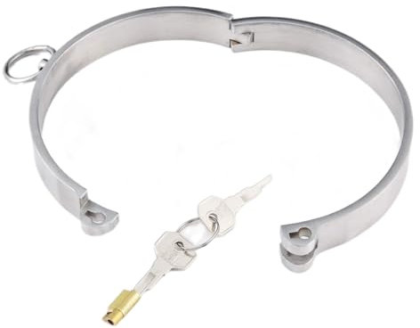 ZTHBYSB Edelstahl Bondage Halsband Sex, Sklaven Metall Halsreif Halsfessel O-Ring Restraint System mit Schloss und Schlüssel Fetisch Erotik SM Sexspielzeuge,Silber,Ø135mm