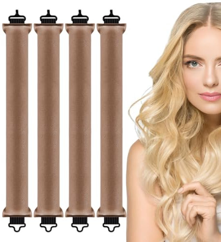 Sprinlot Locken Ohne Hitz, 4 Stück Hitzefreie Lockenwickler Khaki, Lockenband über Nacht, Hitzefreie Hair Curler Damen, Geschenk Heatless Lockenstab Thanksgiving Weihnachten Muttertag