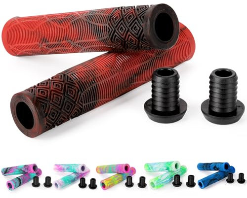 Scooter Griffe - 160mm Stunt Scooter Fahrrad Griffe Grips Lenkergriffe - Mixed Color Lenker Griffe für Stunt Scooter BMX MTB Bike (Rot/Schwarz)