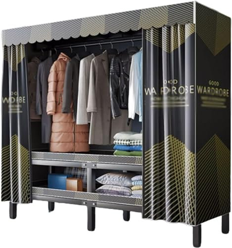 KLJUddGY Armario Armario Plegable, Armario de Ropa de Acero para Dormitorio, Armario de Almacenamiento, Ahorra Espacio, Armario portátil ordenado