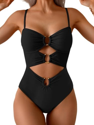 Eomenie Badeanzug, Einteiliger Badeanzug für Damen mit Aussparungen, sexy Badeanzug