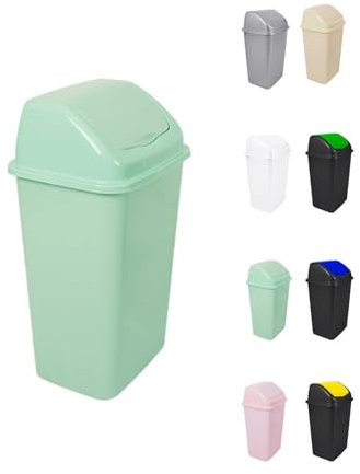 JARDIN202 - Cubo de Basura con Tapadera Basculante - 30/50 Litros - Ideal para Hogar y Oficina | 30 L (Verde)