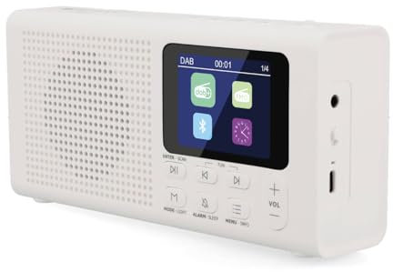 RED OPTICUM DAB Radio mit Bluetooth 5.3, DAB Plus Radio mit 40 voreingestellten DAB+/FM-Kanälen, 2,4 LCD-Farbdisplay, 9 Sprachmenüs, 3,5 mm Kopfhörerbuchse, USB-Ladekabel inkl (weiß)