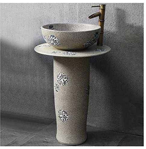 GLJTUO Meuble sous-Vasque – Armoires De Salle De Bain – Lavabo sur Pied – Lavabo sur Pied en Argile Kaolin avec Trou D'Installation De Drainage pour Intérieur Et Extérieur (Un (A Pedestal Sink)