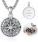 KINGWHYTE Medaillon Kette 925 Sterling Silber Kompass Geburtsstein Halskette Individuell Foto Anhänger mit Bild Amulett zum öffnen Halskette Geschenke für Frauen Männer