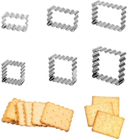 Rechteckige Ausstechformen, 6 Stück, Edelstahl, quadratisch, rechteckig, gezackte Kanten, Metallformen, Keksausstecher zum Backen (rechteckig + quadratisch)
