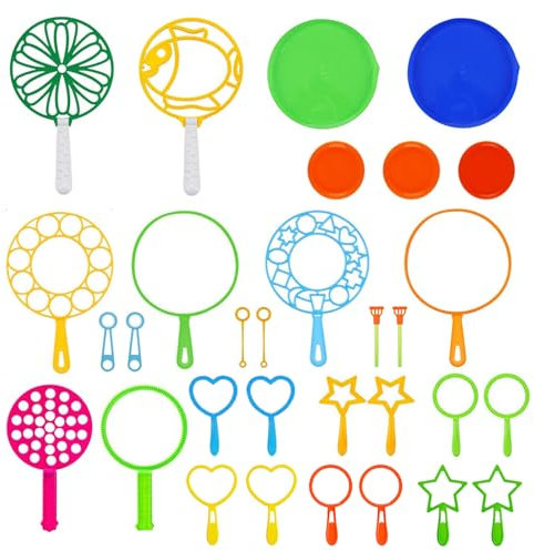 31 PCS Bubble Wands Set – Giant Bubble Wand Kit for Kids with Trays, Multiple Sizes Bubble Wands for Kids Outdoor Play, Summer Bubble Toy for Party, Birthday, Park & Backyard Fun