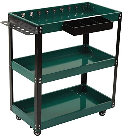plplaaoo 3 Layer Shelf Trolley Rolling Cart mit abschließbaren Rollen tragbarer Werkzeugspeichertrolley 60 kg Ladekapazität