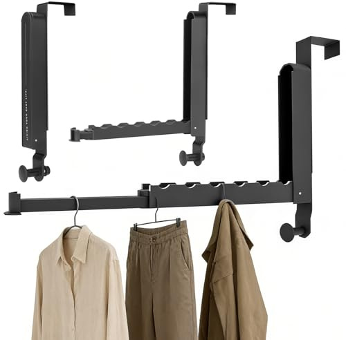 2PCS Clothes Drying Rack Foldable Fit Door up to 4.6cm Over The Door Hooks
